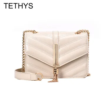 

TETHYS Solid Crossbody Bags for Women Leather Messenger Bag Ladies Luxury Hand Bags Women Designer Tassel Shoulder Bag Bolsos