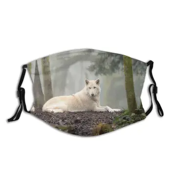 

White Wolf Mouth Face Mask Lone Wolf Facial Mask for Adult Polyester with 2 Filters Beautiful Mask