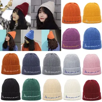 

Winter Women&Men Knit Beanie Casual Hat Hedging Cap Slouchy Letter Bonnet Ski