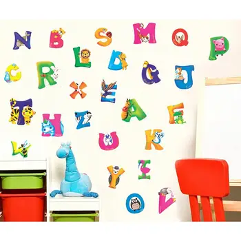 

Removable Creative PVC A-Z Alphabet Animals Wallpapers Mural Children Kid Kindergarten Home Living Room Bedroom Decor