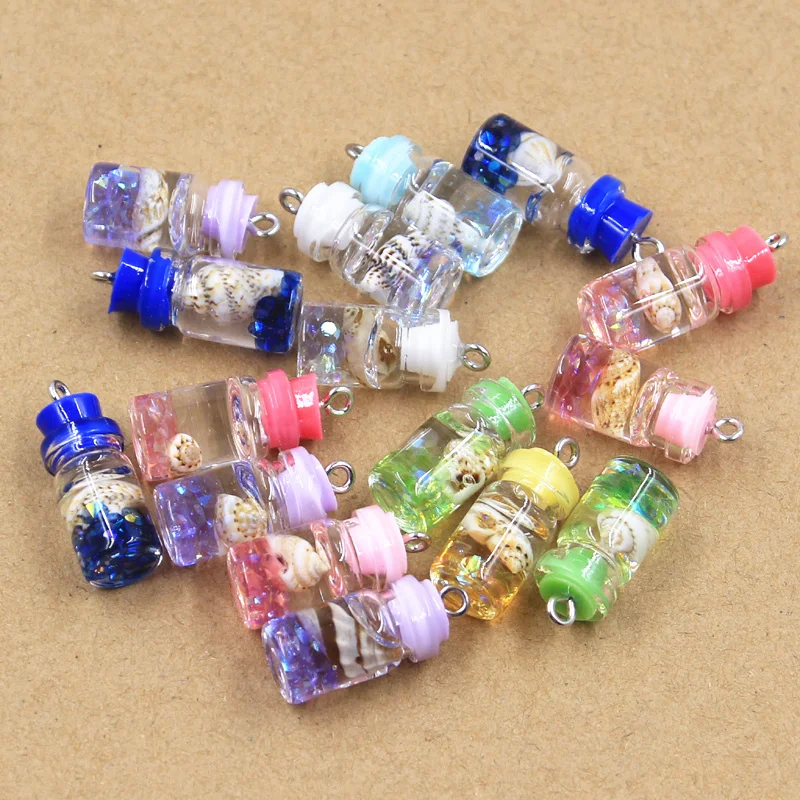 6pcs Charms flower Drift Bottle Glass Pendant Crafts Making Findings Handmade Jewelry DIY for Earrings Necklace