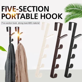 

Five Hook Door Hanger Clothes Multifunction Cabinet Home Decor ABS Portable Cupboard Rack Garbage Bags Bathroom Living Room