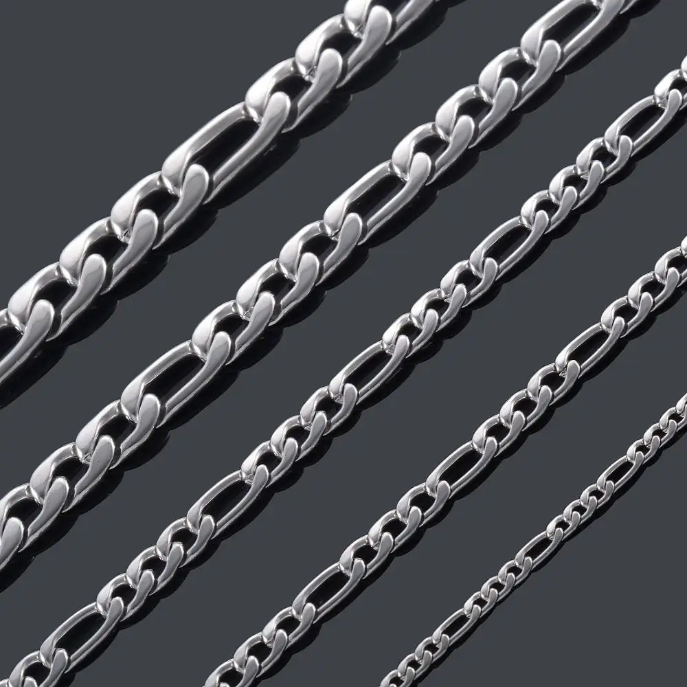 Never Fade Stainless Steel Silver Figaro Chain 3mm-11.5mm Men And Women Jewelry | Украшения и аксессуары