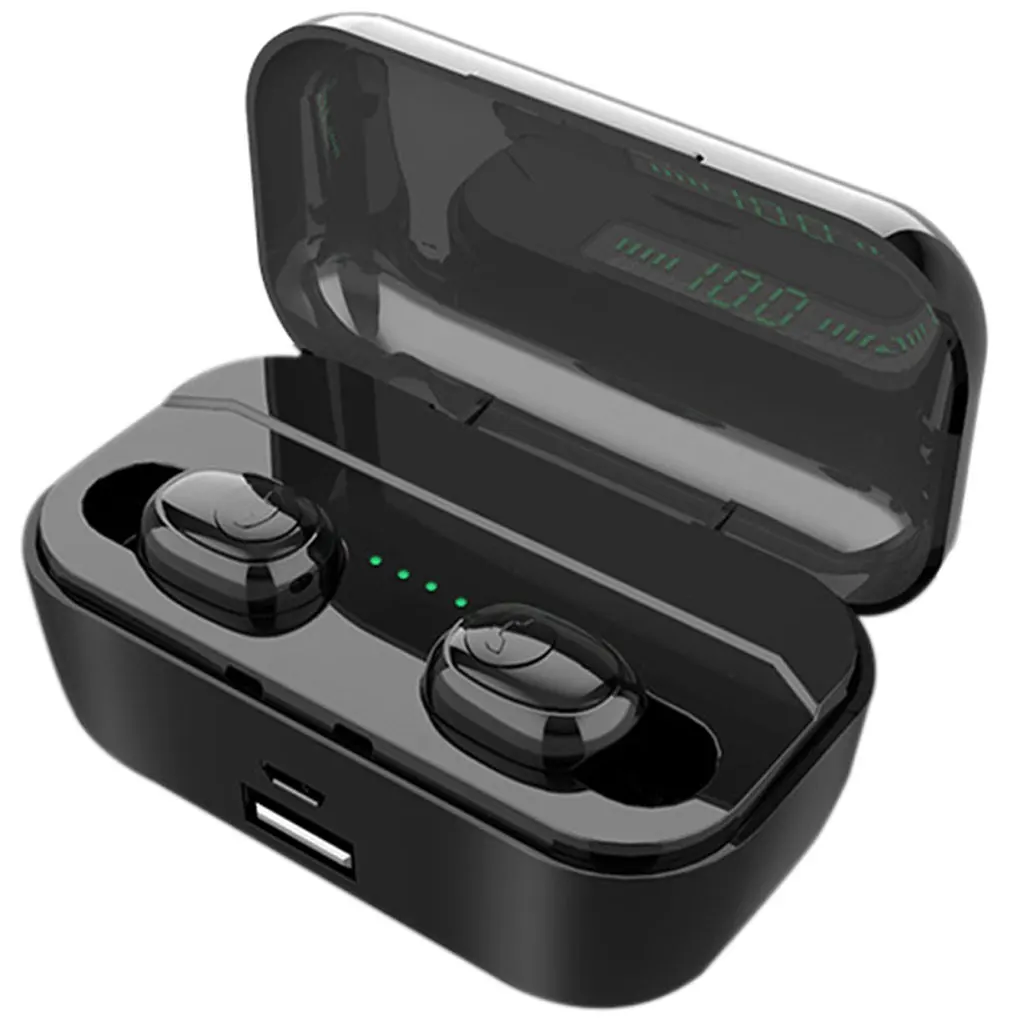 Черный G6S Bluetooth 5,0 наушники 8D стерео беспроводные наушники гарнитура Мини водонепроницаемый в уши светодиодный дисплей наушники гарнитура с 3500 мАч - Цвет: Черный