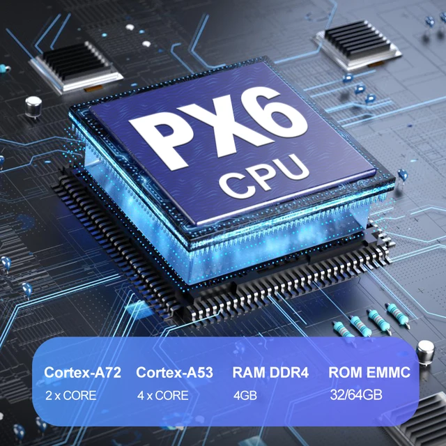 ISUDAR PX6 Carplay AI Box Android 9 System Car Multimedia Player 4+64GB