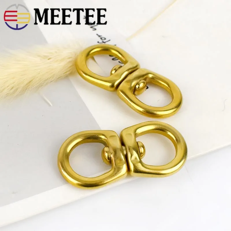 Meetee 2/5 шт. твердая латунь вращение двойное D поворотное кольцо цепи цепочка для ключей бумажник разъем металлической пряжкой карабин DIY Кожа Craft