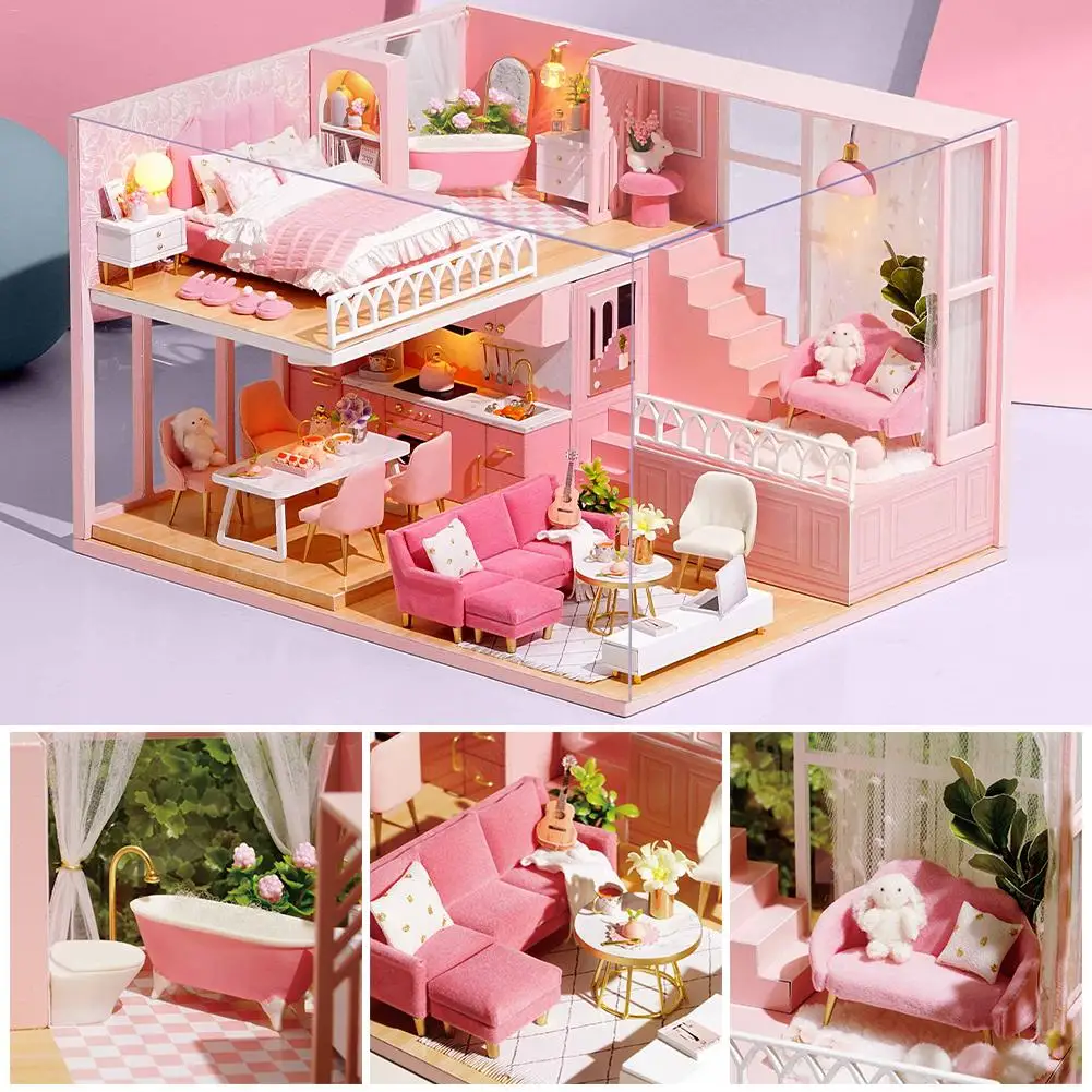 

DIY Dollhouse Three-dimensional Assembly Attic Miniature Wooden Doll House With Music Movement Handicraft For Holiday Birthday