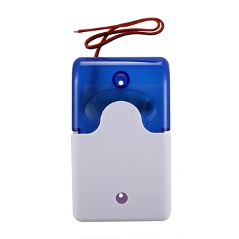 

Mini Wired Strobe Warning Siren Durable Dc 12V Sound Alarm Flashing Light Sound Siren Horn Home Security Alarm System 115Db Blue