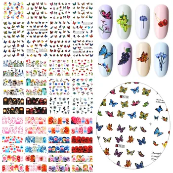 

Multi-styles WaterDecals Butterfly Flower Nail Sticker Color Sliders For Nail Design Full Wraps Manicure Decoration 3D DIY Foil