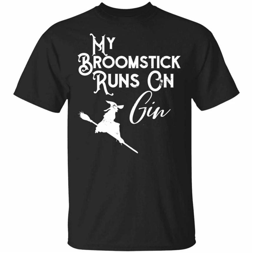 Одежда для Хэллоуина пьющих Джина My bromstick работает на Gin Black темно-синяя футболка