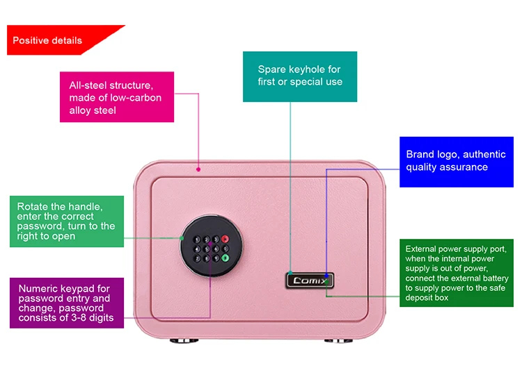 Comix Digital Security Safe Box, Safe and Lock Box, Money Box, 25x35x28cm