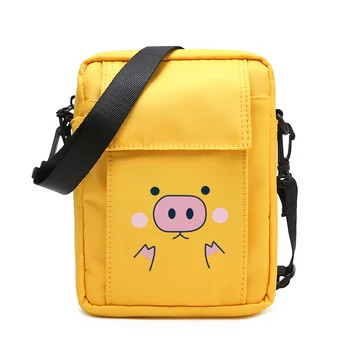 

JANE'S LEATHER Cartoon Cute Pig Print Bags For Women 2019 High Capacity Shoulder Bag Wild Messenger Crossbody Small Square Bags