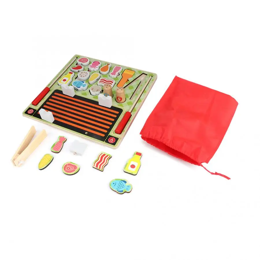 BBQ Toys Деревянные игрушки высокого моделирования, кухонные игрушки с сумкой для получения, интерактивные игрушки для родителей и детей, развивающие игрушки для детей в подарок - Цвет: BBQ Toys