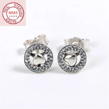 

TIF pan 925 Sterling Silver Stud Earrings, classic charm round love earrings. Factory direct sales.