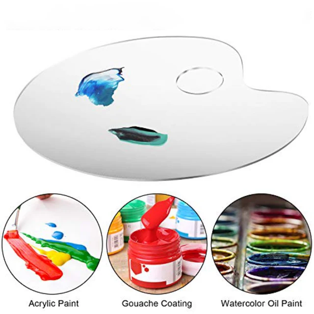 5pcs Stainless Steel Spatula Kit And 2pcs Acrylic Oval Transparent Palette Oil Painting Palette Knife Arts Painting Tool Set - Image 4