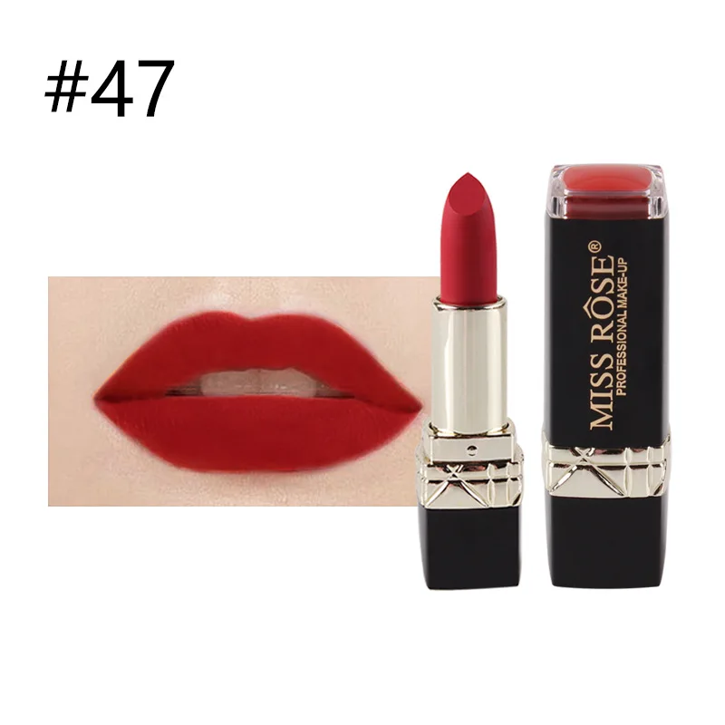 MISS ROSE 12 видов цветов губная помада бархат Labiales водонепроницаемый Бальзам для губ палка Сексуальная Помада красота оттенок губ Макияж матовая помада макияж - Цвет: 47