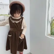 Г., Осенние вельветовые платья принцессы для девочек милое детское платье-майка 6 шт./партия