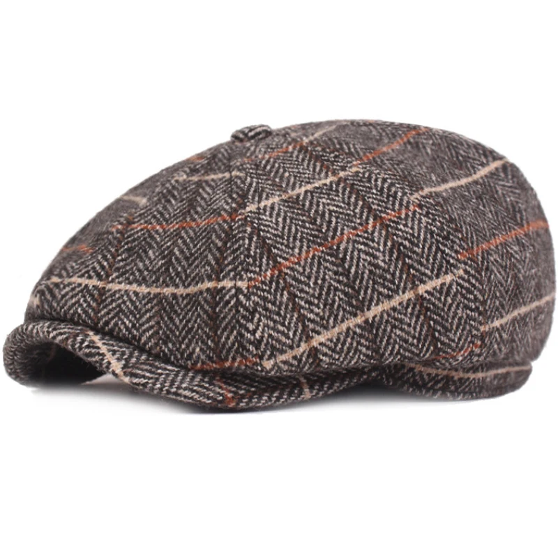 

HT2698 Beret Cap Autumn Winter Hat Vintage Plaid Octagonal Newsboy Cap Artist Painter Hat Men Women Flat Cap Berets Men Women