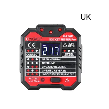 

UYIGAO Portable Mini Digital Voltmeter Socket Tester Charger Detector Tester Voltage Tester Breaker Finder RCD Test UA20D