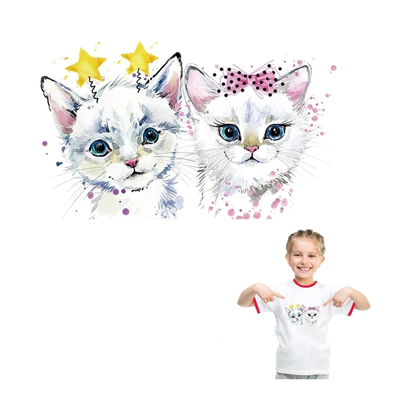 New Cute Cat Pattern Iron On Patches For Diy Clothes Girl Patches Washable Heat Transfer Iron On Patches Kids Thermal Patches hot unicorn garland kids diy iron on patches washable clothes decorative applique heat transfer vinyl patches