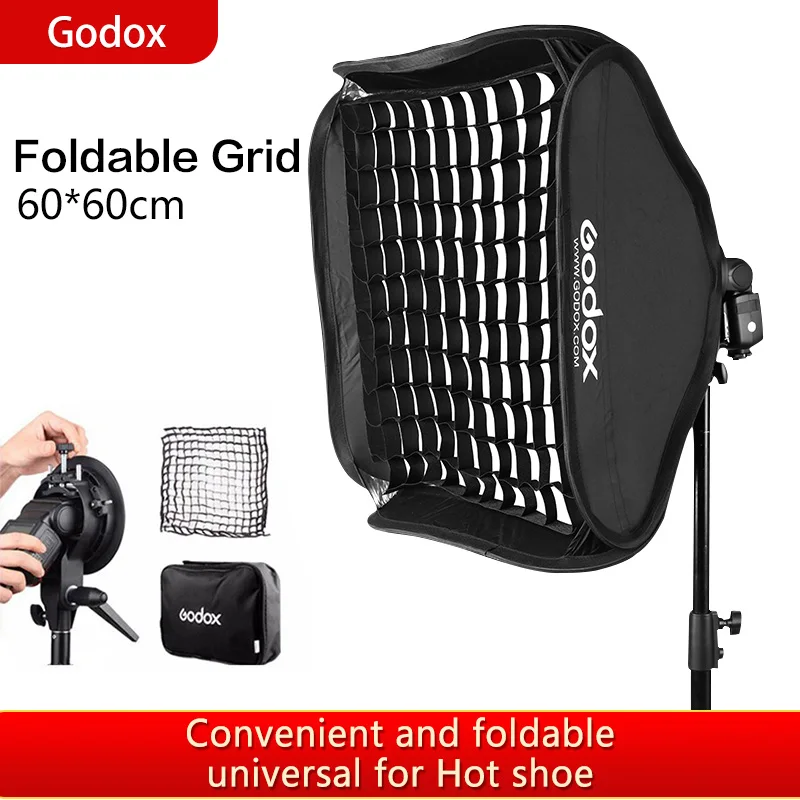 Godox Регулируемый софтбокс для вспышки 24*24 дюйма 60*60 см + кронштейн S-типа комплект с