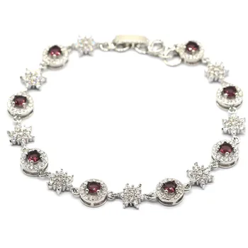 

24x8mm New Designed Created Purple Amethyst CZ Woman's Wedding Silver Bangle Bracelet 7.8-8.5inch