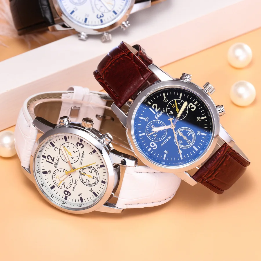 Reloj deportivo de negocios para hombre, pulsera de cuarzo analógica de cuero de imitación, con números de moda, de calidad, regalo