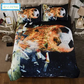 

BEST.WENSD Sports pattern bedding duvet cover set black Football Double beds Pillowcase super soft ultra soft duvet cover king
