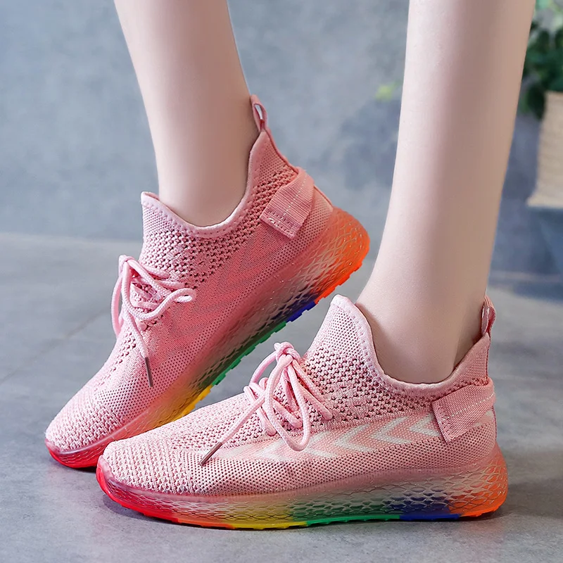 

2020 Summer Women Sneakers Platform Jelly Shoes Lace Up Black Pink White Tennis Trainers Female Dad Shoes Size 35-40