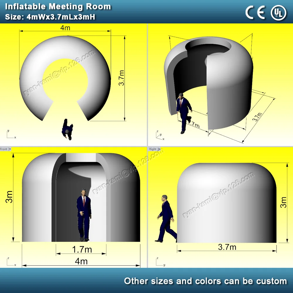4mWx3. 7mLx3mH Белый Круглый Крытый надувной Конференц-зал без крыши верхней купол палатки оболочки для вечерние события надувной торговый шоу палатка