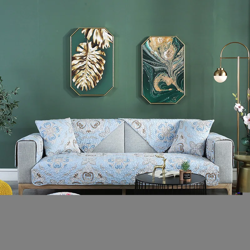 

Four Seasons Rural Fabric Fresh Printing Geometric Sofa Cushion Cotton Twill Fashion Non Slip Sofa Cushion Cover