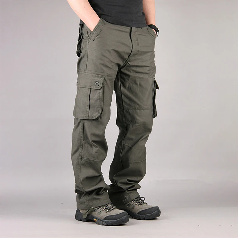 Thoshine Brand Men Casual Cargo Pants Straight 90% Cotton Many Pockets Outdoor Safari Style Trousers Loose Oversize Plus Size Thoshine Brand Men Casual Cargo Pants Straight 90% Cotton Many Pockets Outdoor Safari Style Trousers Loose Oversize Plus Size