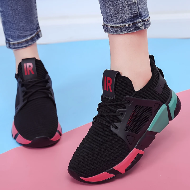 

Flat Women Shoes Sneakers Mesh Casual Ladies Shoes Flat Lace-up Sneakers Women Shoes Fashion Comfortable Black Plus Size