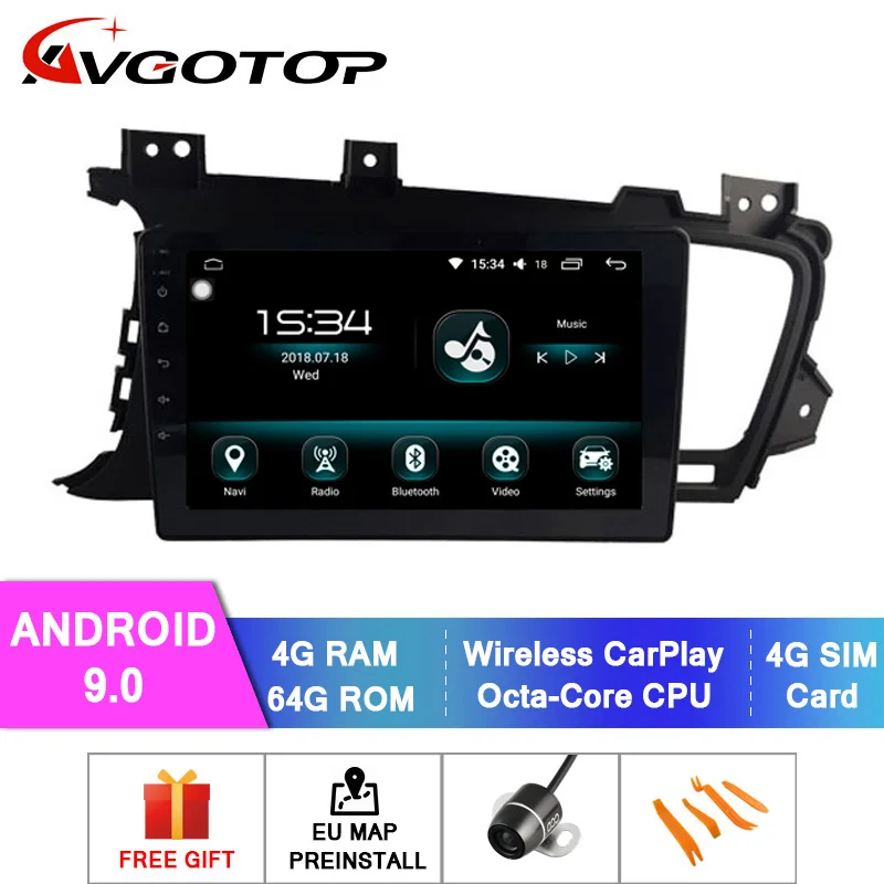 AVGOTOP Android 9,0 автомобильный gps-навигация, dvd-плеер для KIA 2011- K5/OPTIMA 4 Гб ram 64 Гб флэш большой экран в автомобиле dvd-плеер