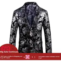 Мужской приталенный деловой пиджак в деловом стиле; сезон осень-зима; однобортный Повседневный пиджак в Корейском стиле с цветочным