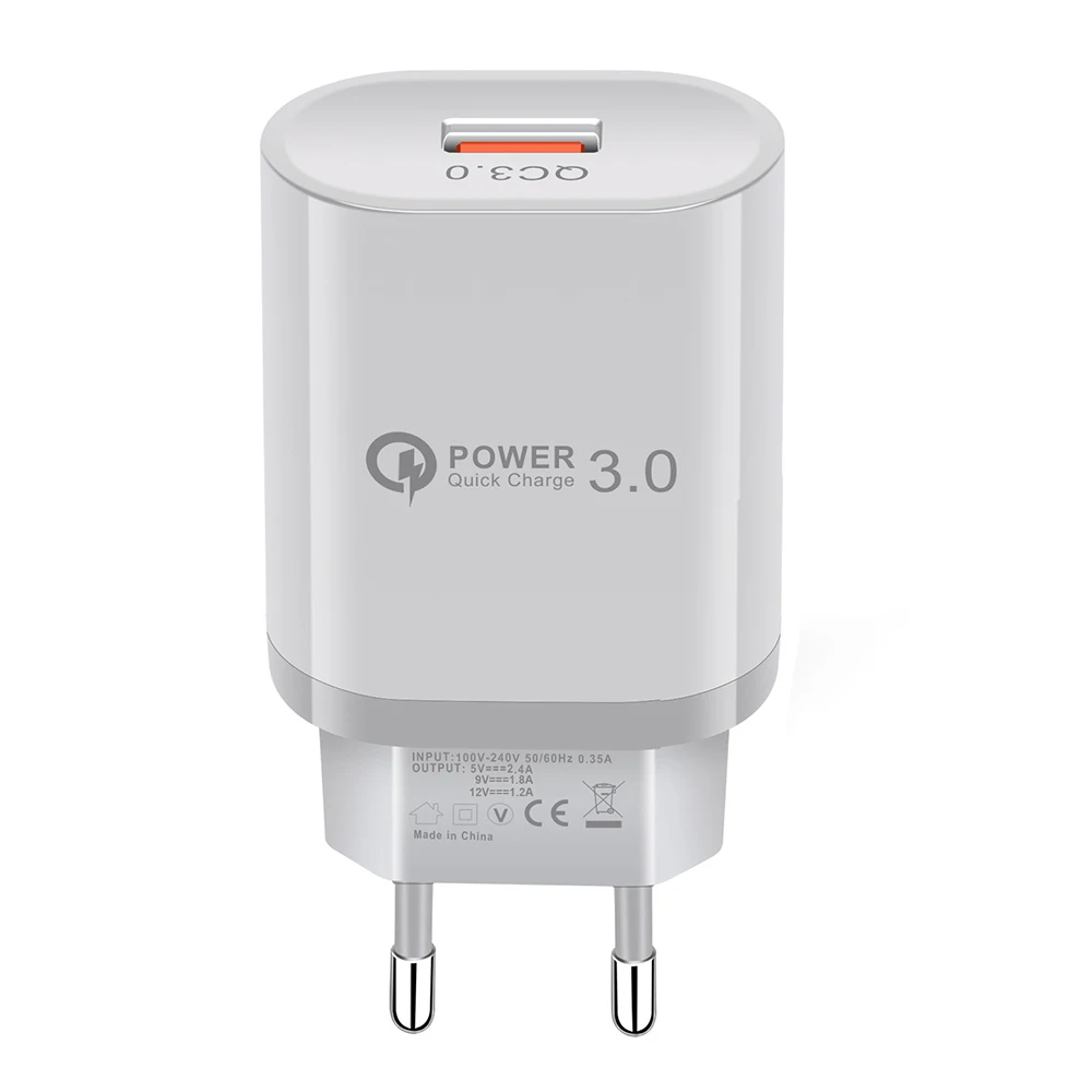Bonola 18 Вт Quick Charge 3,0 EU Plug адаптер 3.1A USB быстрое зарядное устройство QC3.0 зарядное устройство для мобильного телефона зарядное устройство для samsung/Apple - Тип штекера: EU White