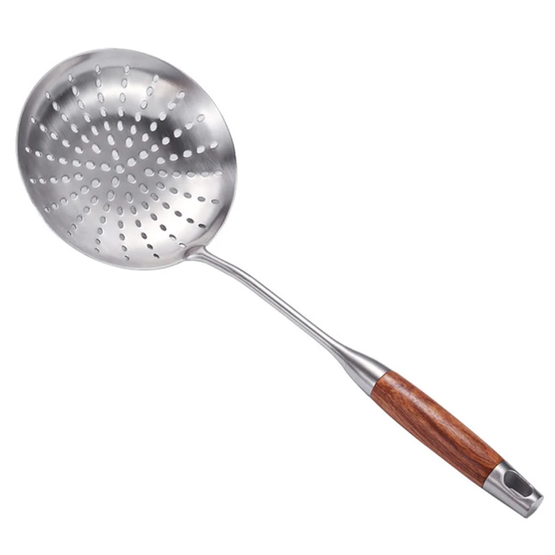 304 Stainless Steel Wood Handle Large Colander Strainer Home Kitchen
