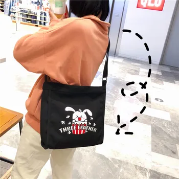 

Canvas Bag Female Student Korean Style Messenger Ins Japanese Harajuku Shoulder Bag Simple and All-match Artistic Woman's bag
