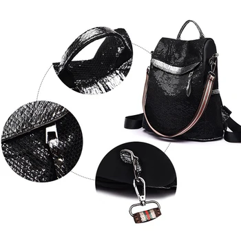 

Unisex Teenager Travel Schoolbag Party Casual Zipper Closure Korean Style Portable Large Capacity Backpack Fashion Girls Sequins