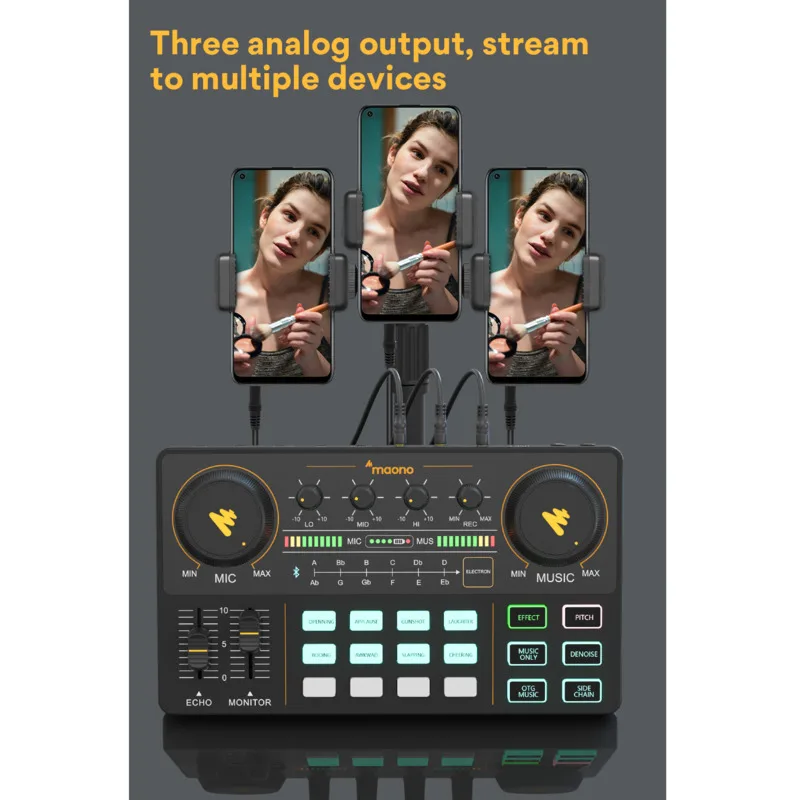 US $99.61 Profession Adjustable Volume Audio Usb Instrument Rechargeable Microphone Mixer Amplifier With Sound Card For Live Broadcast