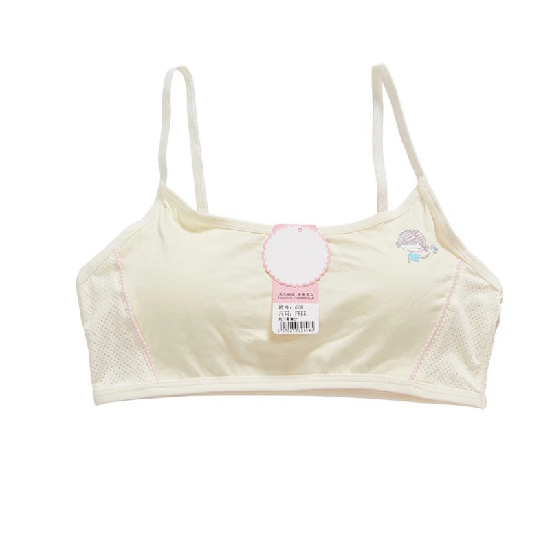Girls Cotton Bra Sports Underwear for Teenager White Print Girl Training Bra Children Kids Underwear Clothing 8-16T - Цвет: QY