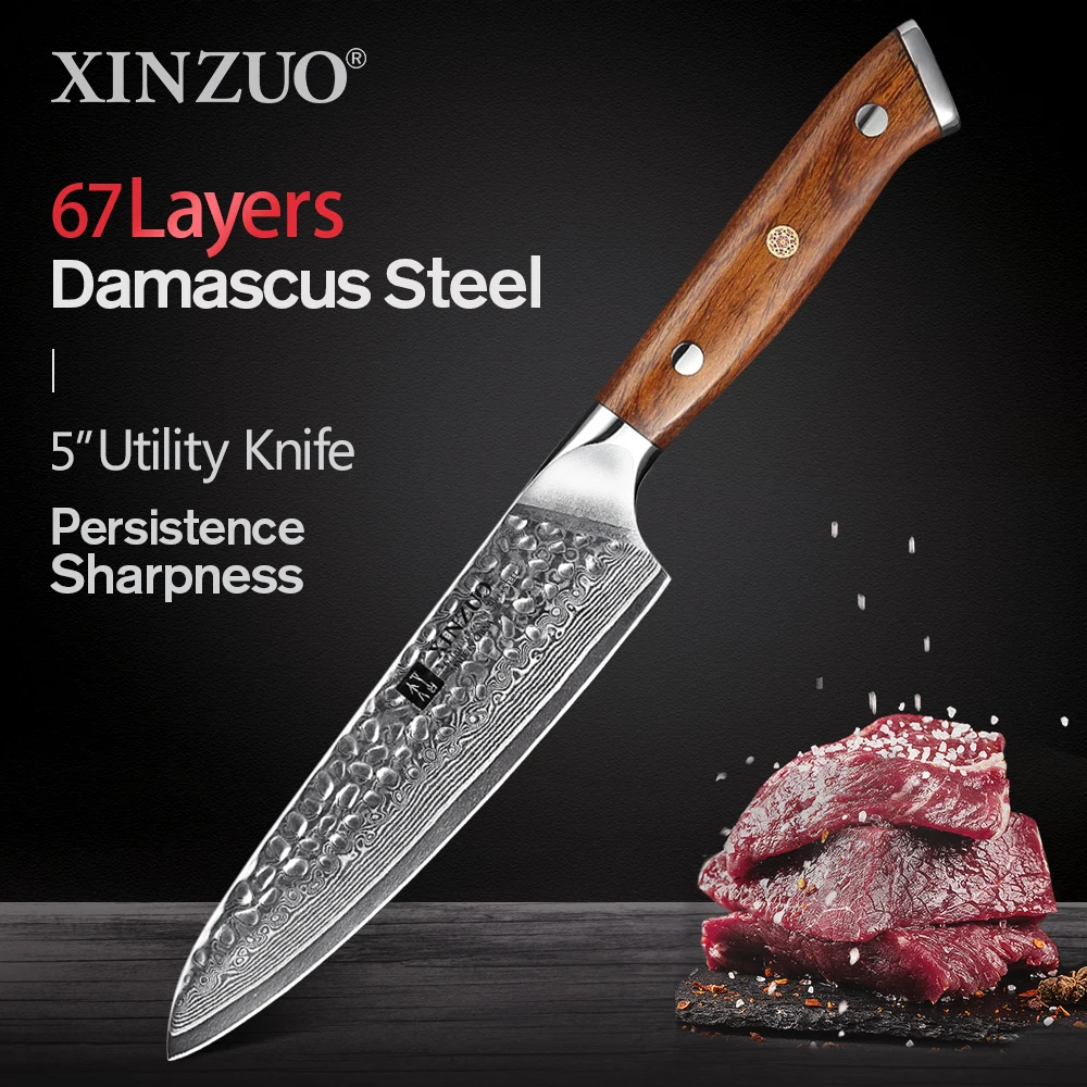 5 дюймовый универсальный нож XINZUO VG10 кухонные ножи из дамасской стали для очистки
