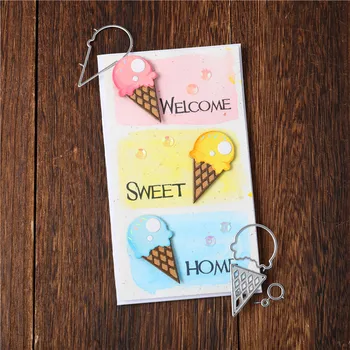 

YaMinSanNiOice Icecream Dies Dessert Metal Cutting Dies for Paper Album Card Making Scrapbooking Die Embossing Cut Stencil Craft