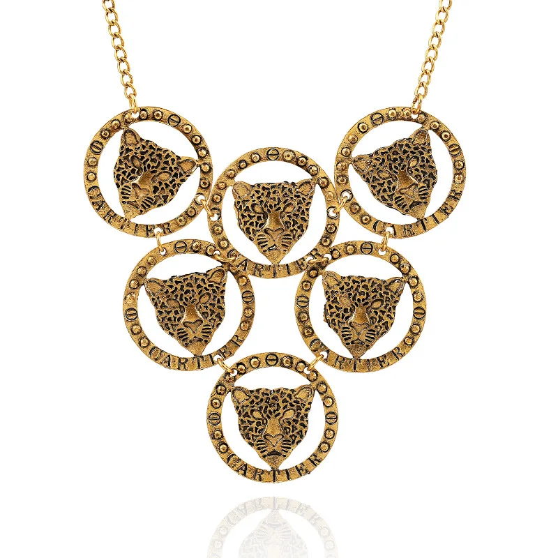 New Fashion Retro Hip-Hop Queen Fan Domineering Panther Head Tassel Sweater Chain Long Necklace Female Clavicle | Украшения и
