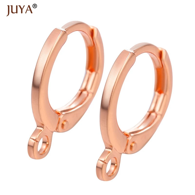rose gold JUYA минималистский Круглый обруч серьги-Крючки для женщин DIY Сережка бижутерия аксессуар - Цвет: rose gold