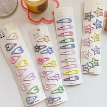 10PCS New Heart Star Metal Candy Color Baby BB Clips Girls Hairpins Hair Bobby Clip Kids Headwear Children Barrettes Accessories