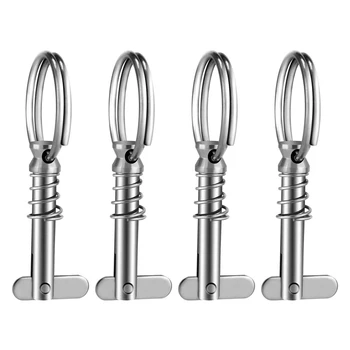 

4 Pack Quick Release Pin 1/4 Inch Diameter W/Drop Cam & Spring, Usable Length 1 Inch, Full 316 Stainless Steel, Bimini Top Pin,