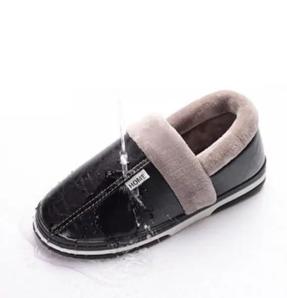 New Winter Waterproof Men Shoes Plush Men Slippers Warm Fur Thicken Cotton-Padded Home Slipper Indoor Flat Shoes Big Size 35-50