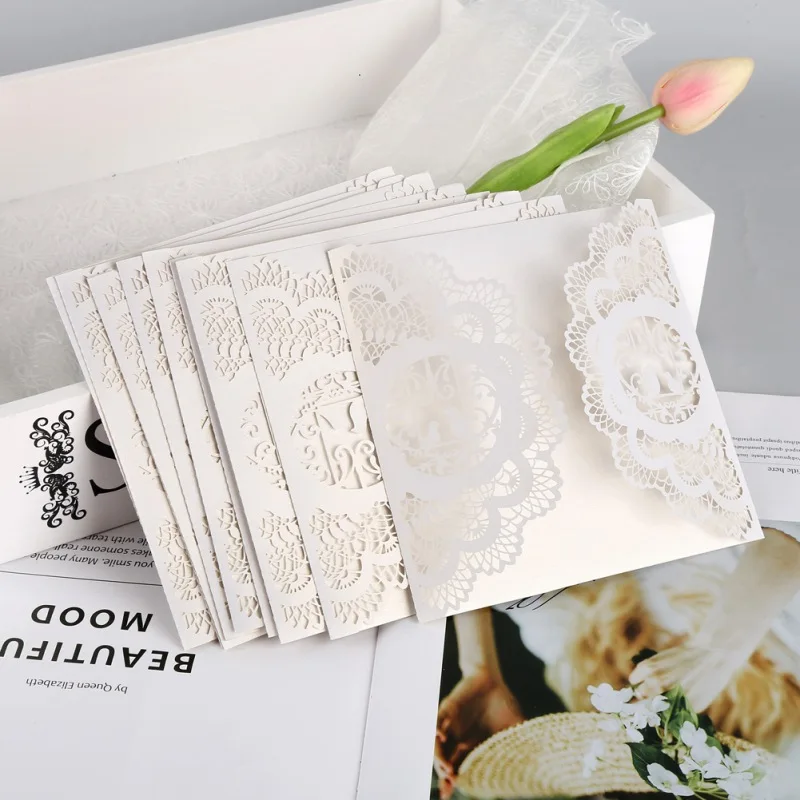 10 шт./компл. вертикальный бабочки, обработанные лазером Приглашения комплекты открыток для свадьбы свадебный душ подарок на год поздравительная открытка