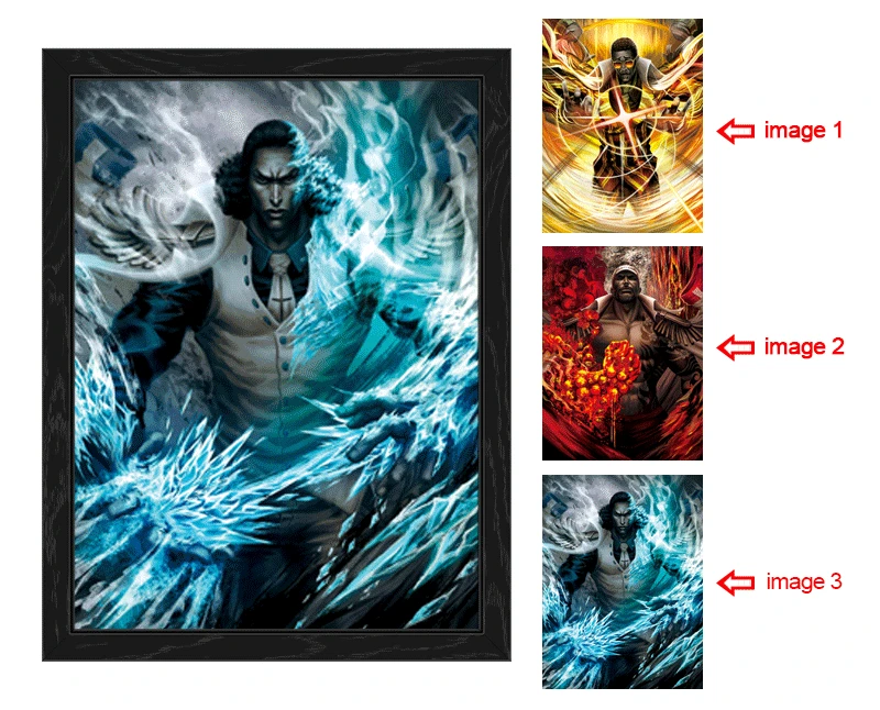 One Piece 3d Triple Transition Borsalino Sakazuki Kuzan Lenticurlar Print Wall Decor One Piece 3d Lenticurlar Flip Painting Painting Calligraphy Aliexpress